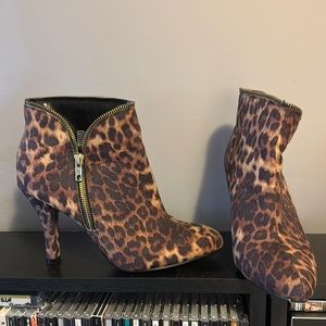 Leopard print heeled bootie from Fashion Bug. Lightly worn. Size 8